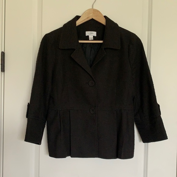 Ann Taylor LOFT Women’s Peplum Blazer Black 6 - Picture 1 of 7